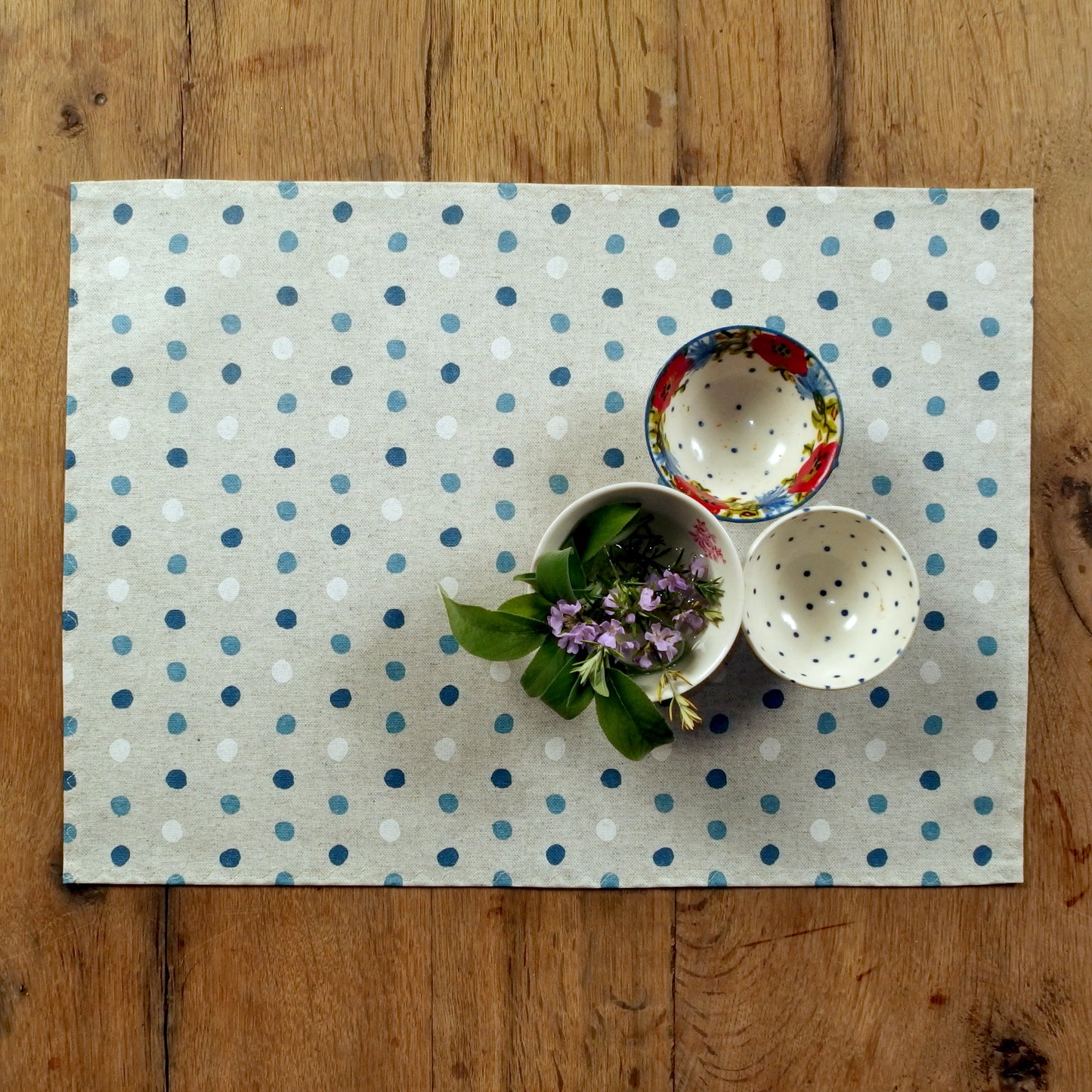 Fanny Blue - Coated linen-look placemat